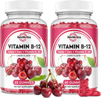 Vitamin B12 Gummies 5000 mcg con Hierro, Vitamina C, D3 y Folato - Complemento Alimenticio en Gominolas Sabor Fresa
