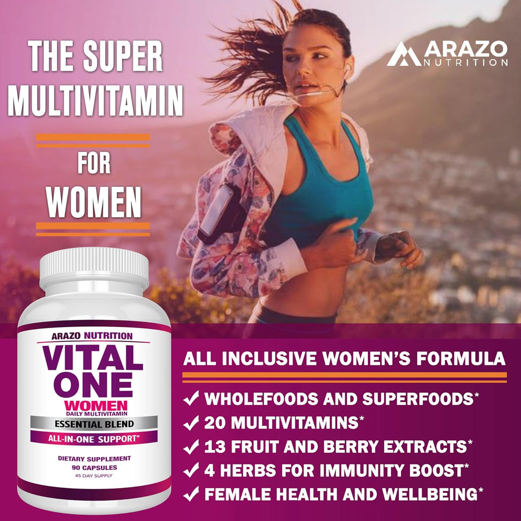 Arazo Nutrition Vital One Multivitamínico para Mujeres - 90 Cápsulas Veganas