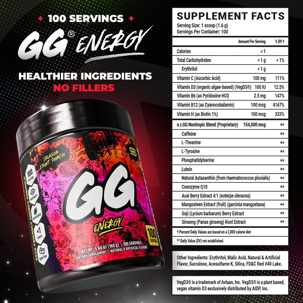 Gamer Supps GG Energy - Dragonfruit Punch (100 porciones)