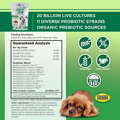 Vital Planet Flora Dog Probióticos para Perros, 30 Masticables Sabor Bacon – Image 2