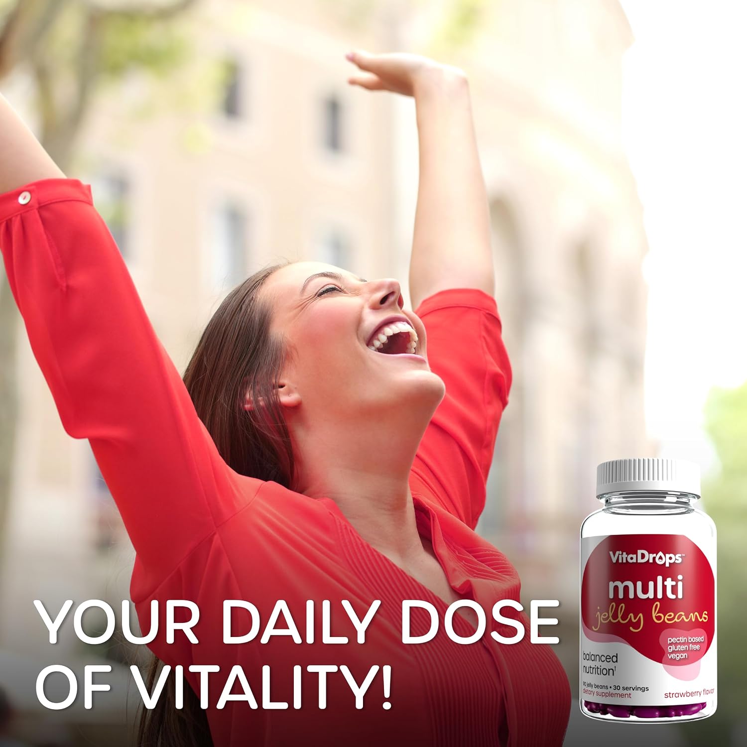 VitaDrops Multivitamin Jelly Beans para Mujeres y Hombres - 90 Gomitas (30 Días)