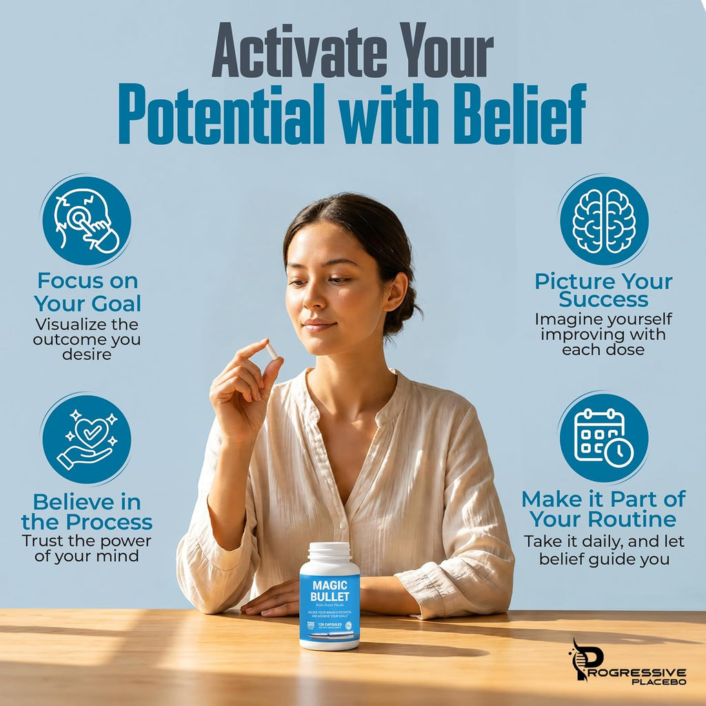 Magic Bullet Placebo Pills - Placebo Honesto para Adultos | 120 Cápsulas Veganas Inertes