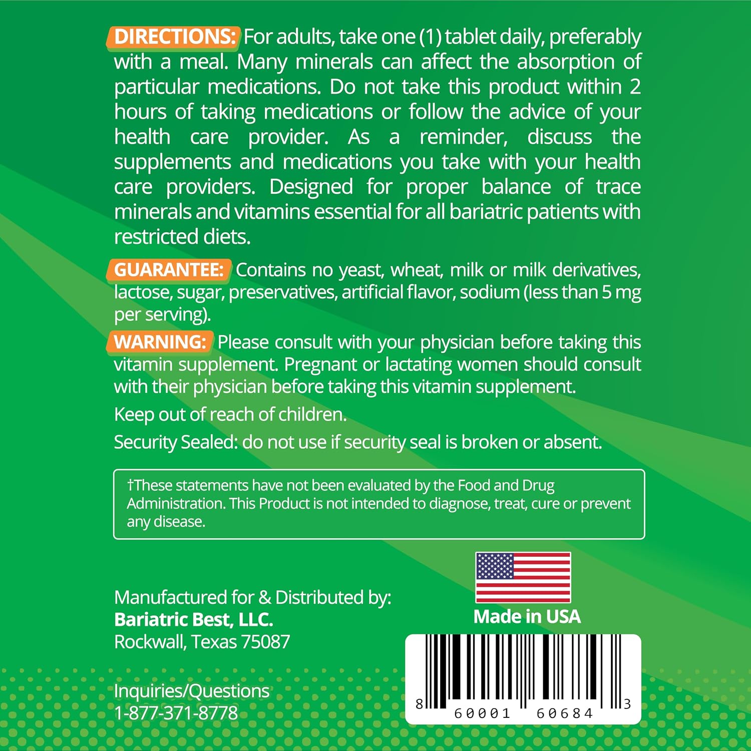 Multivitamínico Bariátrico con Hierro - 24 Nutrientes Esenciales para Después de Cirugía Bariátrica - 90 Comprimidos