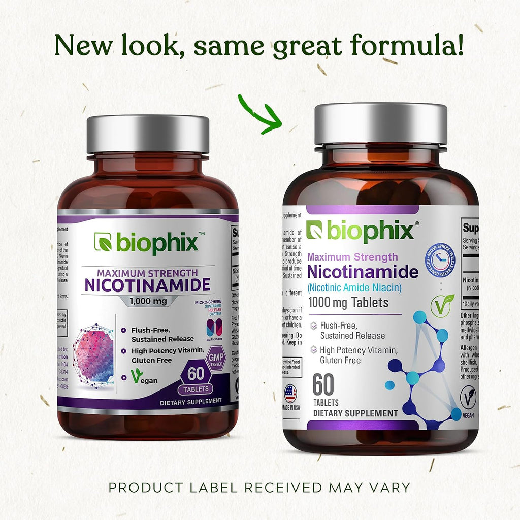 biophix B-3 Niacinamide 1000 mg 60 Tablets Sustained Release - No-Flush