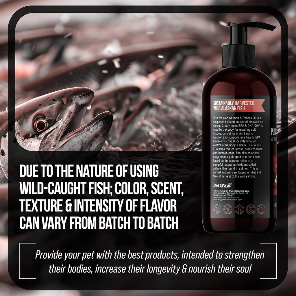 Wild Alaskan Salmon Oil for Dogs - Aceite de Salmón Salvaje de Alaska con Omega 3, EPA y DHA, 473 ml (16 oz)