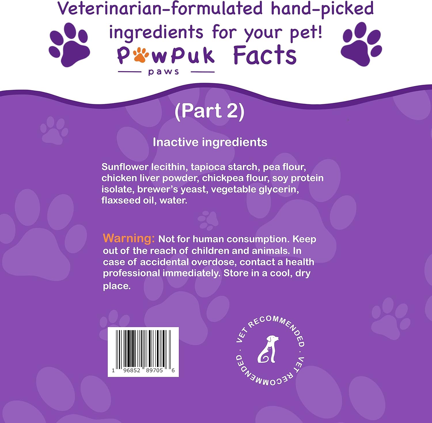 Pawpuk Paws Suplemento Multifuncional para Perros con Silimarina, Mejillón de Labio Verde, Glucosamina, MSM, Aceite de Salmón, Probióticos, Co-Q10, NMN
