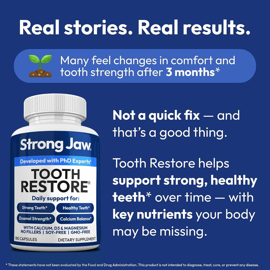 Strong Jaw Tooth Restore - 180 Cápsulas - Suplemento para Dientes y Encías con Hidroxiapatita y Calcio