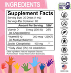 Zeolite Detox for Kids Lingo Drops - Gotas de Zeolita Natural con B12 Metilada y D3 para Niños, 60 ml