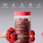 Haroutine Gominolas de Biotina Liposomal para Cabello, Piel y Uñas, 2500 μg, con Vitamina A y E, Sabor Frambuesa Rosa, 30 Unidades