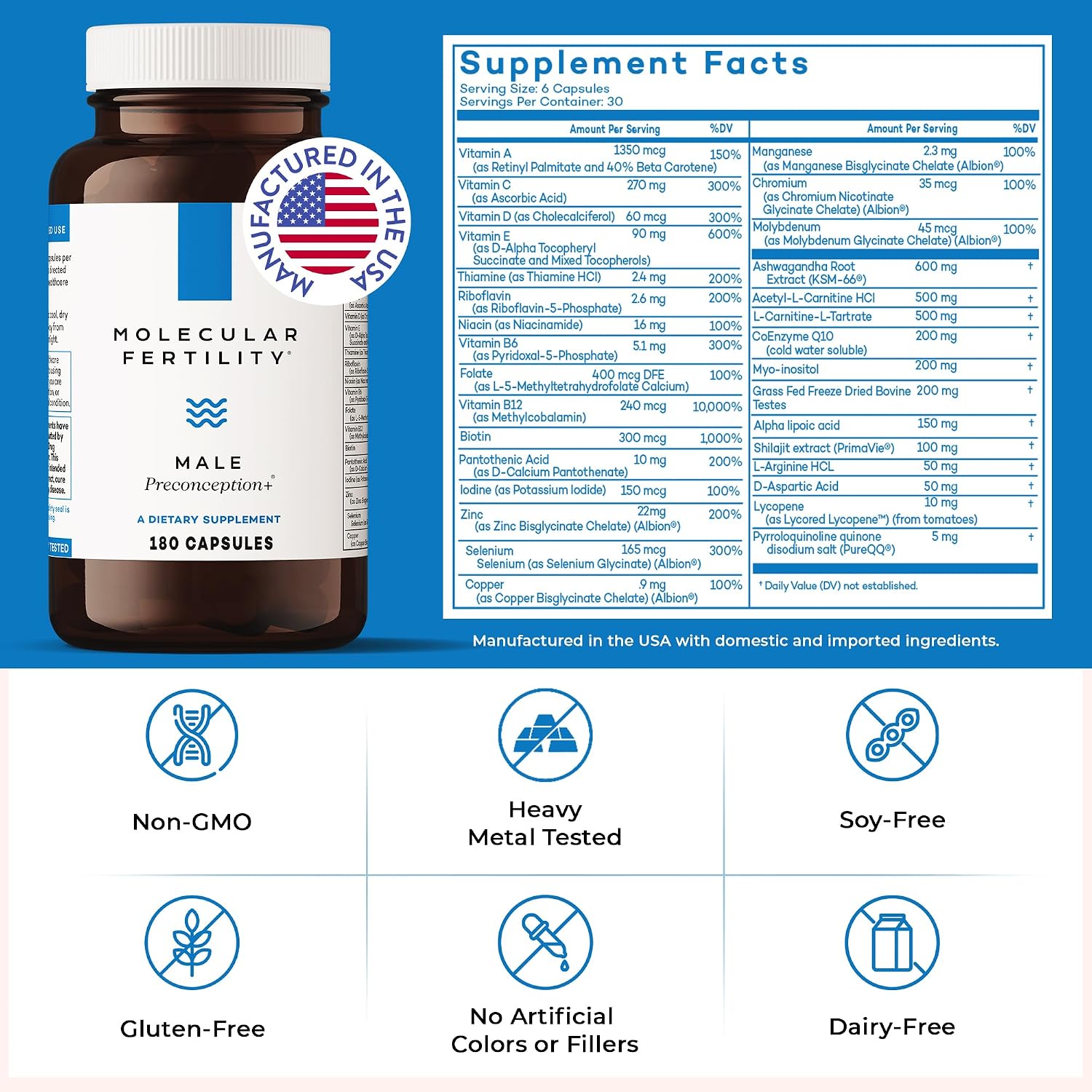 Molecular Fertility Male Preconception+ Suplemento de Fertilidad Masculina