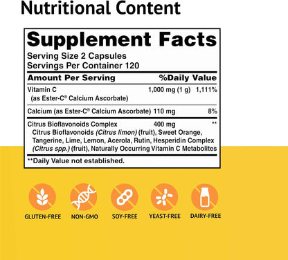 American Health Ester-C con Bioflavonoides Cítricos - 500 mg, 240 Cápsulas (120 Servicios) – Image 2