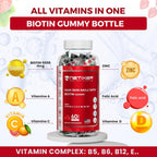 nETiXER Biotin Gummies 5000 mcg | Multivitamin Gummies | Vitamins A C D E B6 B12 with Zinc | Strawberry Flavor | Vegan | Individually Wrapped | 60 Count