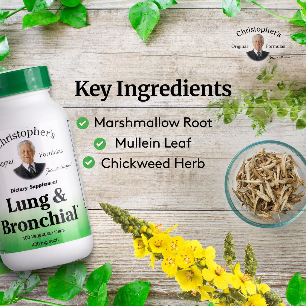 Dr. Christopher's Lung and Bronchial - 450 mg - 100 Cápsulas Vegetarianas