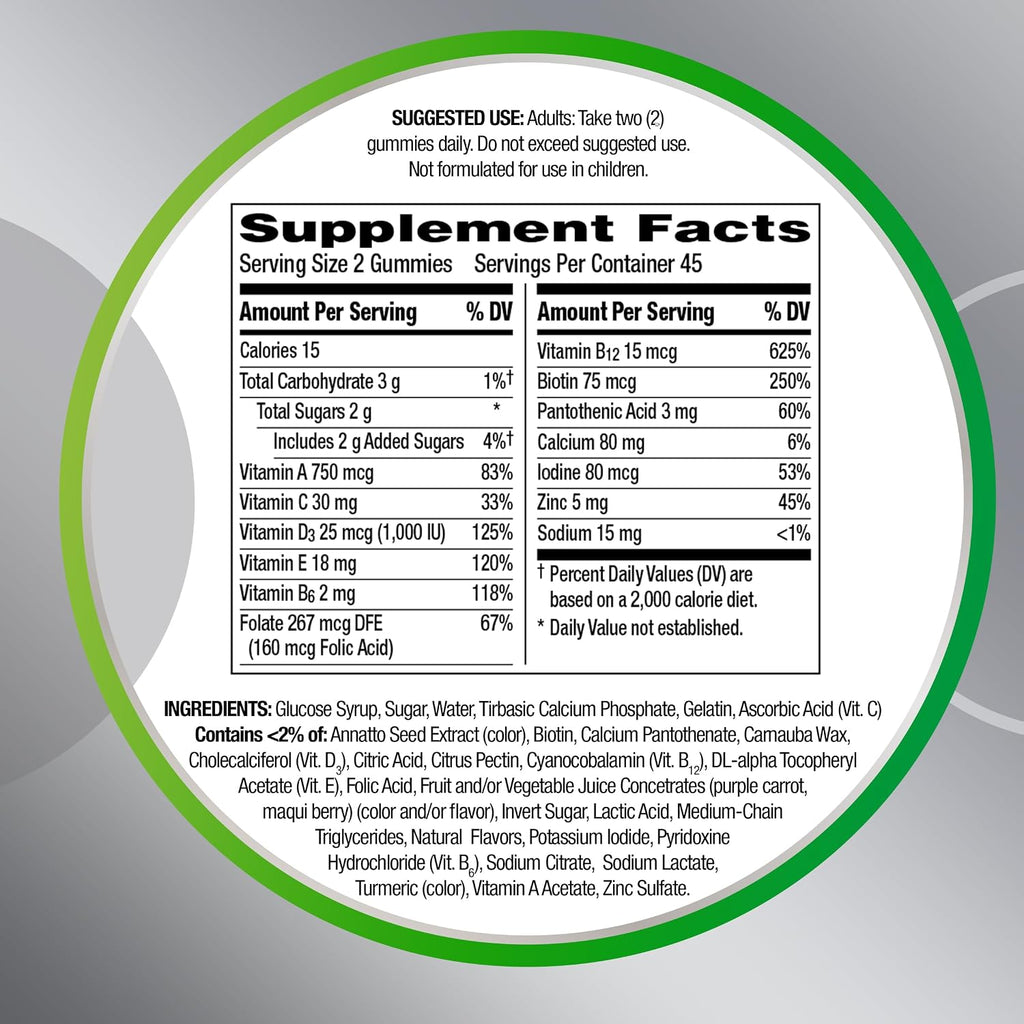 Centrum MultiGummies 50+ Multivitamínico en Gominolas para Adultos Mayores de 50 Años, 90 Unidades