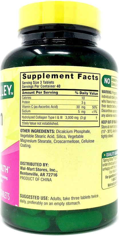 Colágeno Spring Valley 1000 mg por – Ayuda a la formación normal de colágeno para el correcto funcionamiento de – Image 2