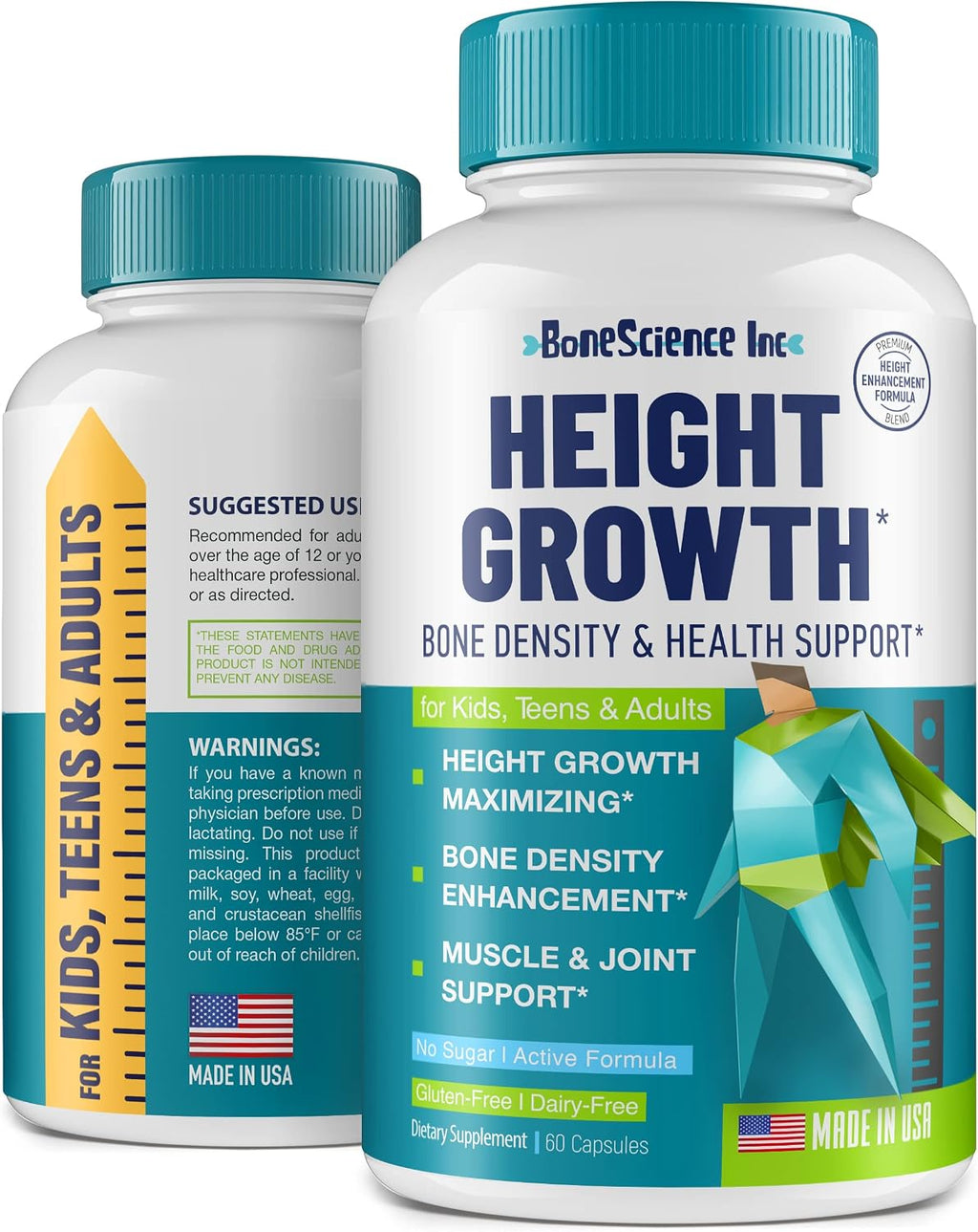 Height Growth Maximizer - Suplemento de Crecimiento para Adolescentes y Jóvenes - 60 Cápsulas