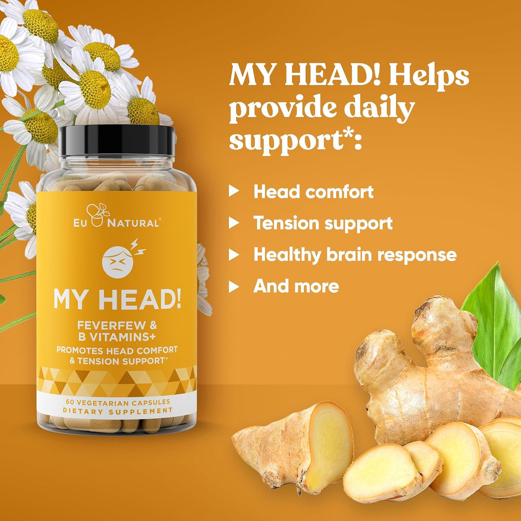 My Head! - Suplemento con Magnesio, Feverfew y Boswellia para el Bienestar de la Cabeza - 60 Cápsulas Blandas