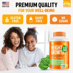 KTD BIOLABS Kids Height Growth Support Capsules – Fórmula de Desarrollo con Calcio, Vitamina D3 y Zinc – Apoyo Óseo y Nutricional para Niños y Adolescentes – Mezcla de Aminoácidos – 120 Cápsulas