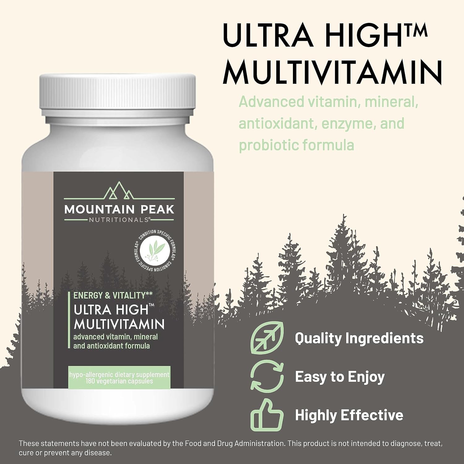 Mountain Peak Nutritionals Ultra High Multivitamin (180 Cápsulas Vegetales)