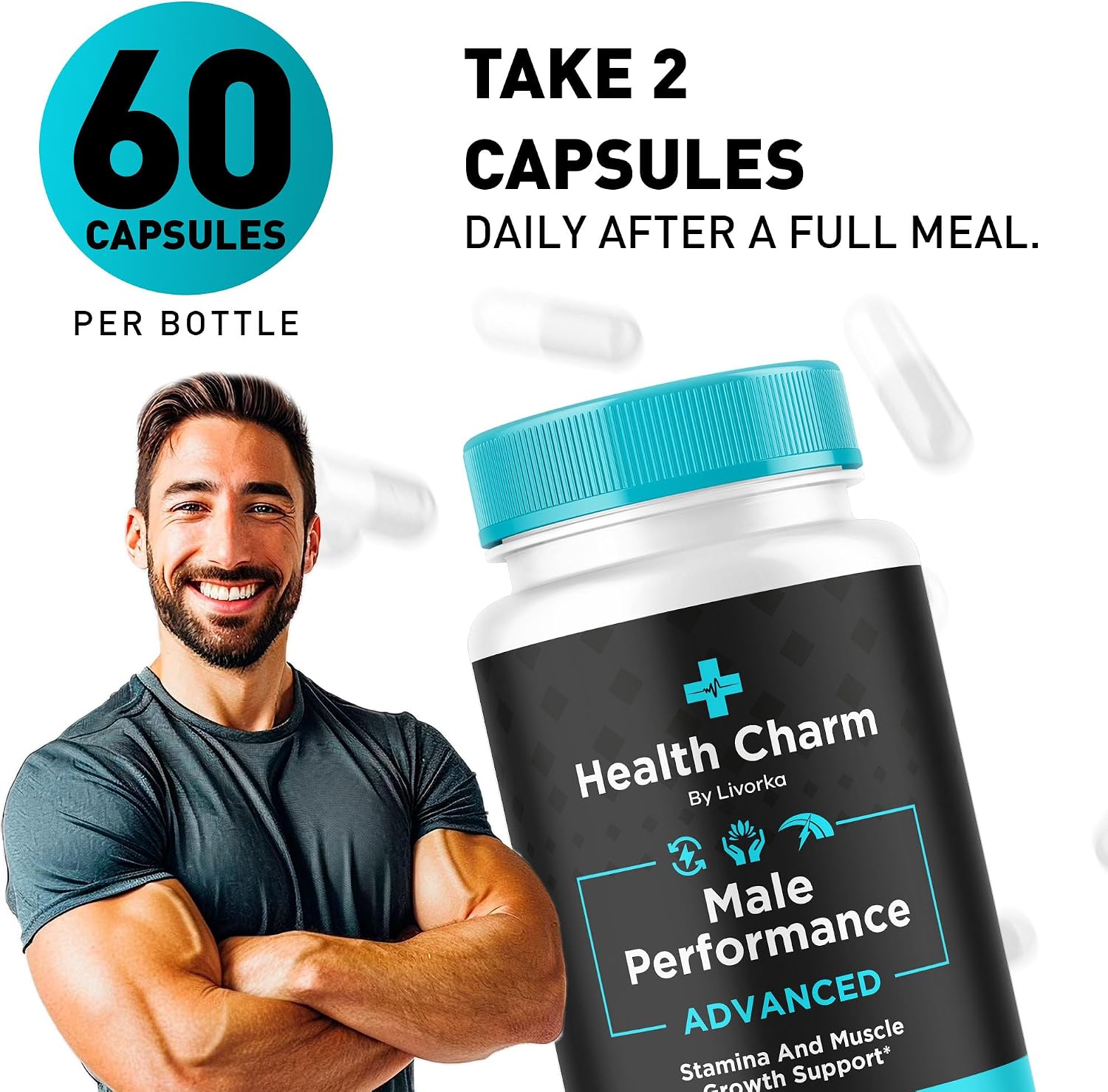 Health Charm (3 Pack) – Cápsulas Multivitamínicas para Hombres, 180 Cápsulas (3 Meses)