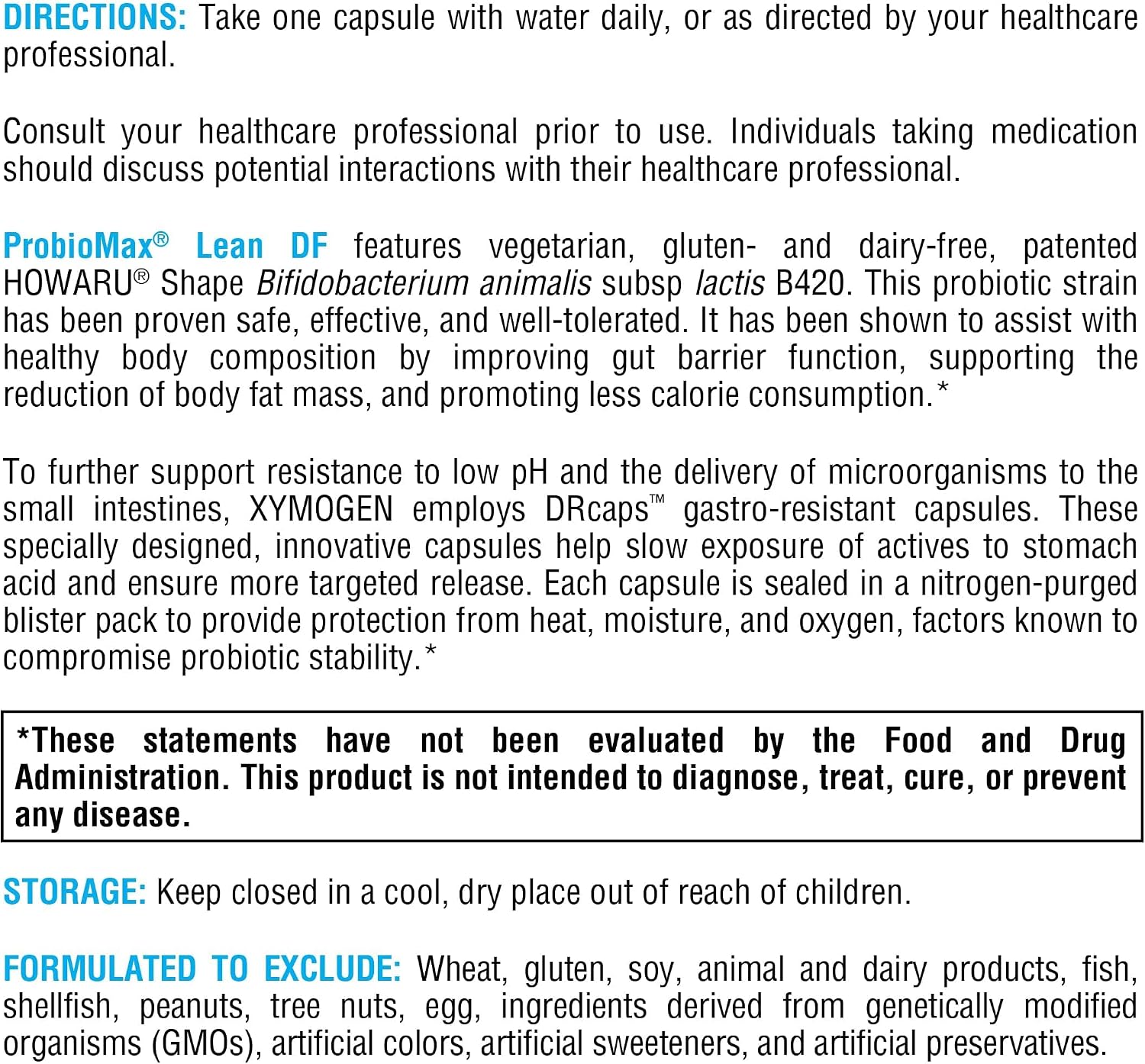 XYMOGEN ProbioMax Lean - Probiótico B420 para el Apoyo de la Barrera Intestinal - 30 Cápsulas Vegetales