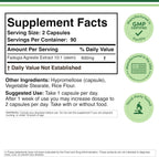 Fadogia Agrestis 600 mg por dosis (180 cápsulas) - Extracto Concentrado para el Rendimiento Deportivo