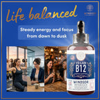 WINDSOR BOTANICALS Vitamina B12 Líquida Vegana - Metilcobalamina 5000 mcg - Gotas Sublinguales de Absorción Rápida - Sabor Cítrico, 60 ml