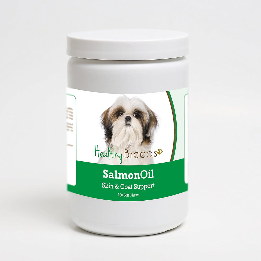 Healthy Breeds Golosinas blandas de aceite de salmón para Shih Tzu, 120 unidades