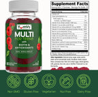 YUM-V'S Gomitas Multivitamínicas para Adolescentes con Biotina y Antioxidantes – Sabor Frambuesa – 60 Gomitas
