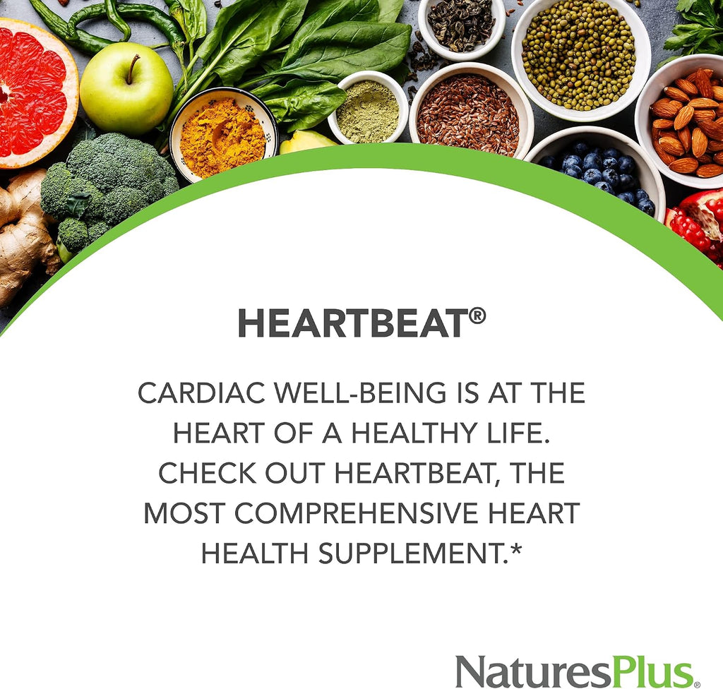NaturesPlus Heartbeat - 90 Tablets - Vitamin, Mineral and Herbal Complex for Cardiovascular Support - Vegetarian, Gluten-Free