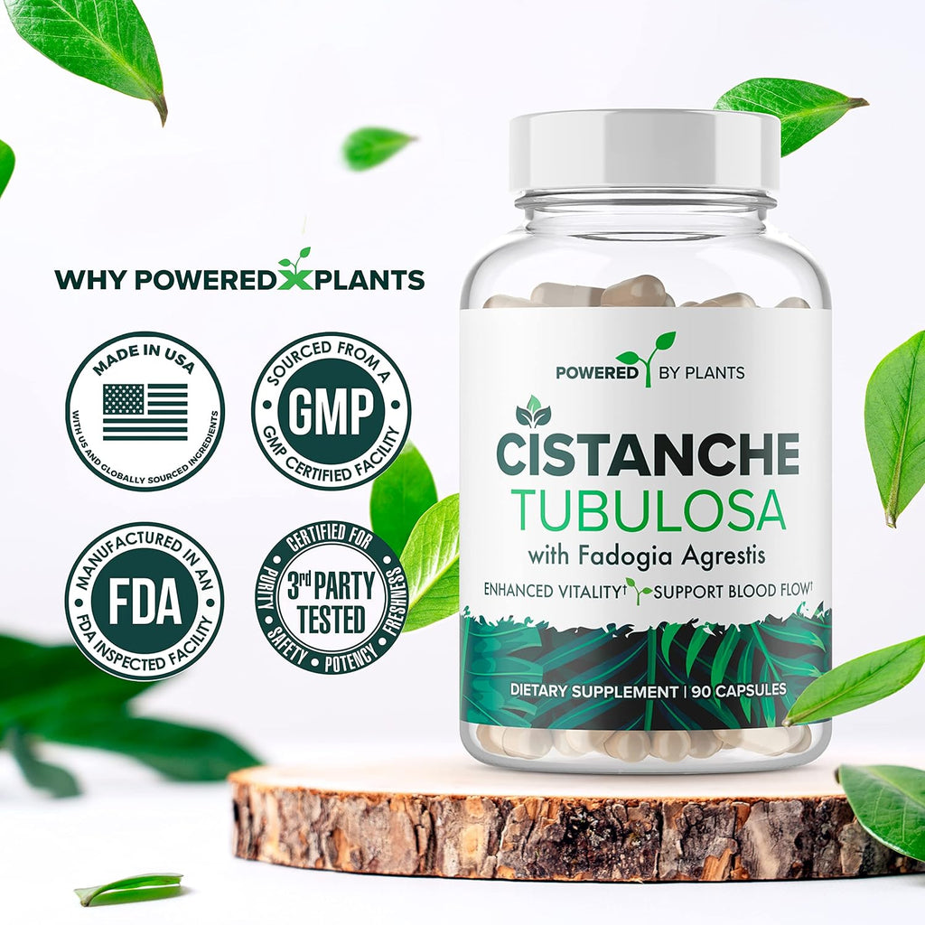 Cistanche Tubulosa con Fadogia Agrestis - Promueve la Vitalidad - Suplementos Naturales para Hombres y Mujeres con Bioperina de Powered X Plants, 90 Porciones