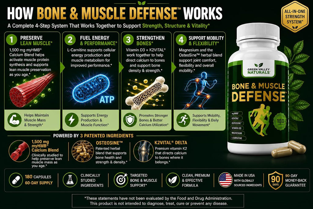 Green Valley Naturals Bone & Muscle Defense - 180 Cápsulas