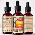 NUSAVA (2 Pack) Gotas Líquidas de Vitamina B12 5000mcg - Sublingual con B6 y Complejo B - Metilcobalamina para Mujeres y Hombres - Suplemento Vegano, Sin OGM, Sabor Naranja Carmesí (2 Fl Oz, 80 Servicios)