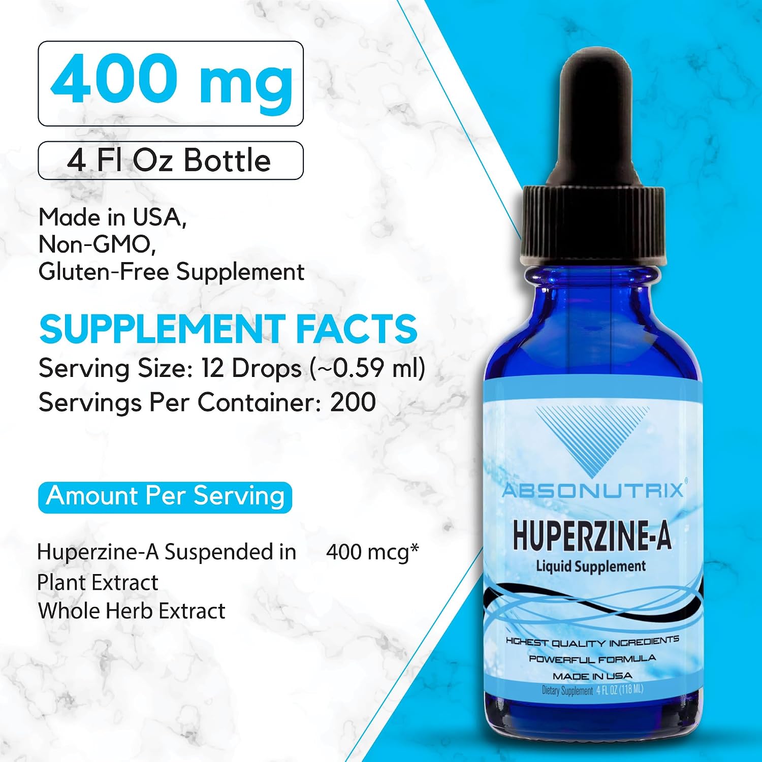 Absonutrix Huperzine-A Líquido 400 mcg, 200 Dosis por Envase de 118 ml