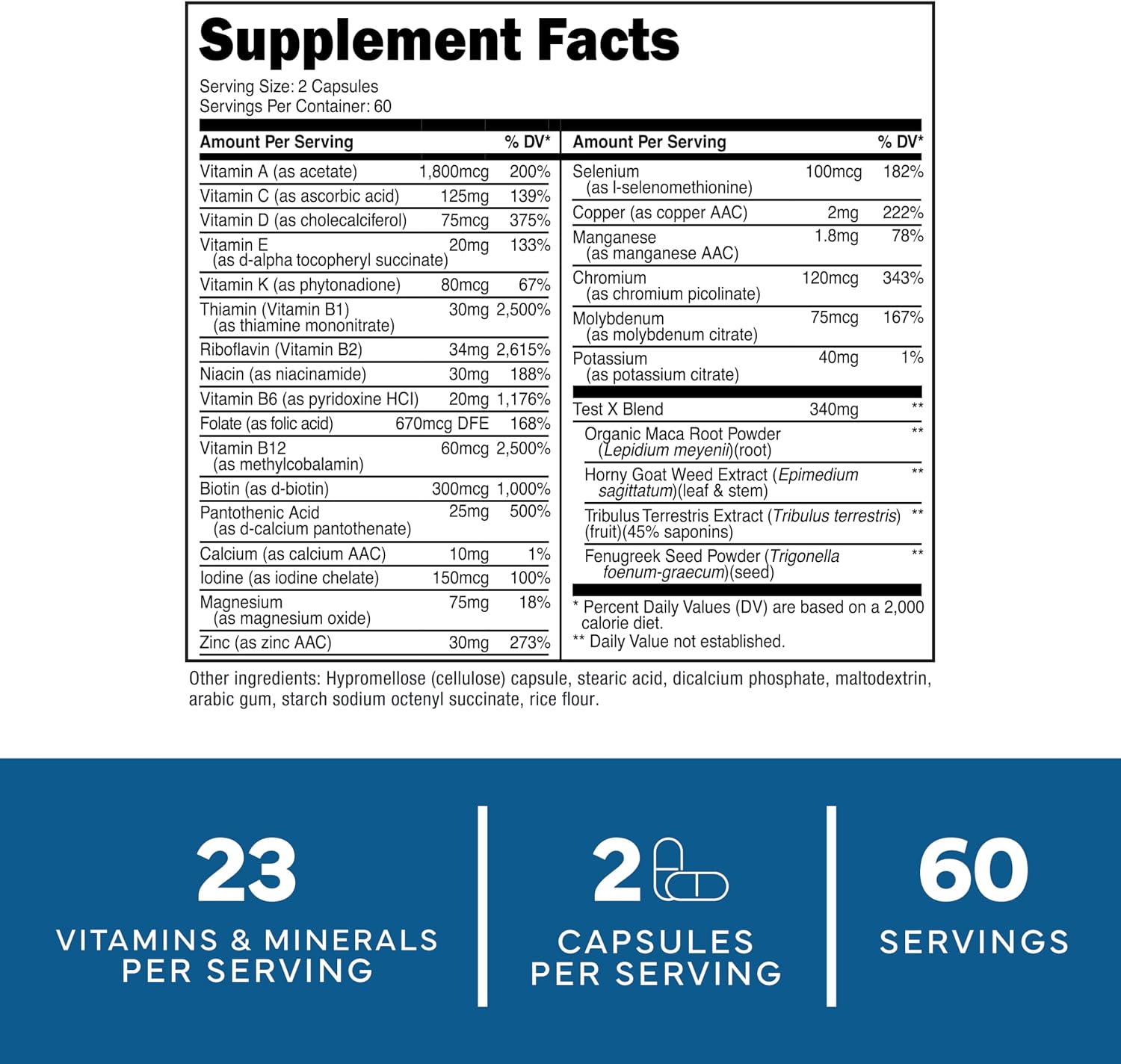 Type Zero Multivitamin Capsules for Men (120 Cápsulas) - Multivitamínico para Hombres, Sin Gluten