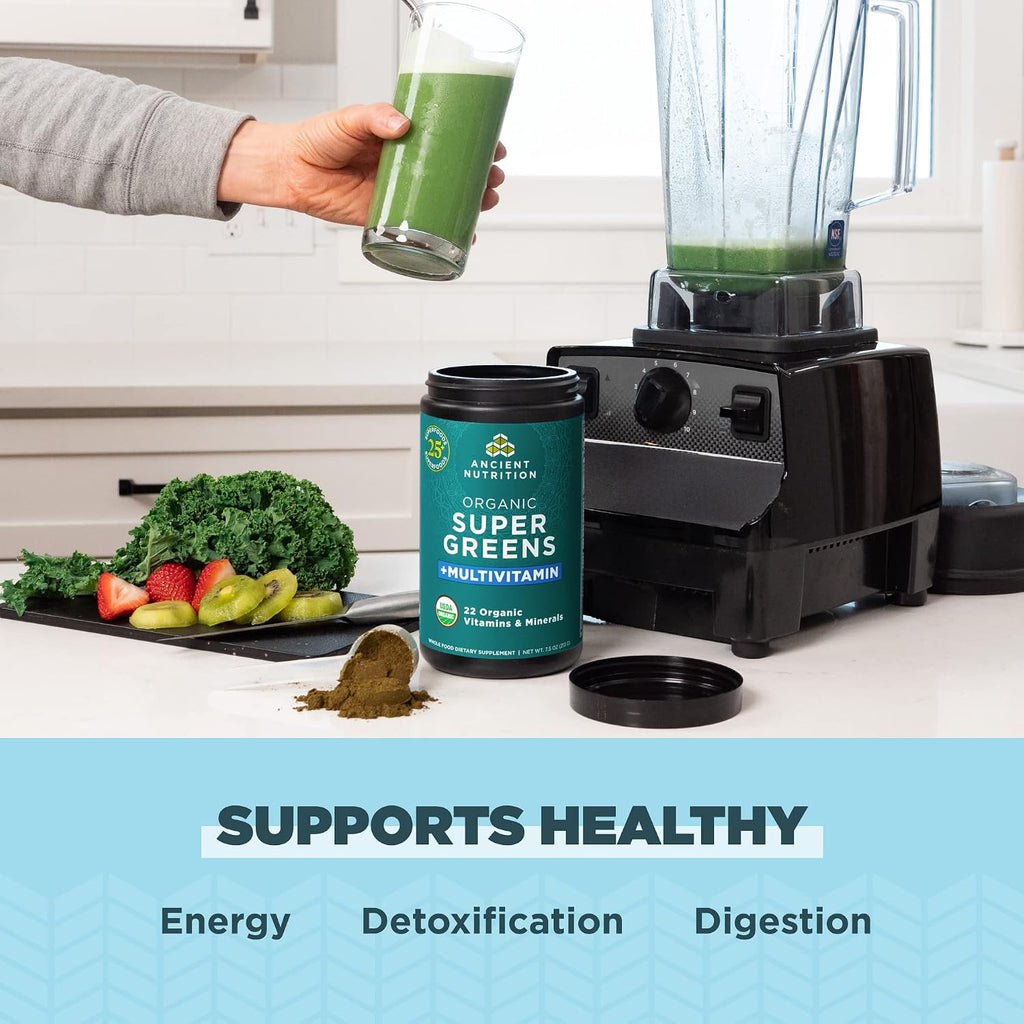 Ancient Nutrition Polvo de Vitaminas con Supergreens Orgánico - 25 Servicios
