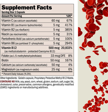 ANDREW LESSMAN Vitamina B12 500 mcg - 180 – Metabolismo energético normal: Participa en la conversión de los – Image 2