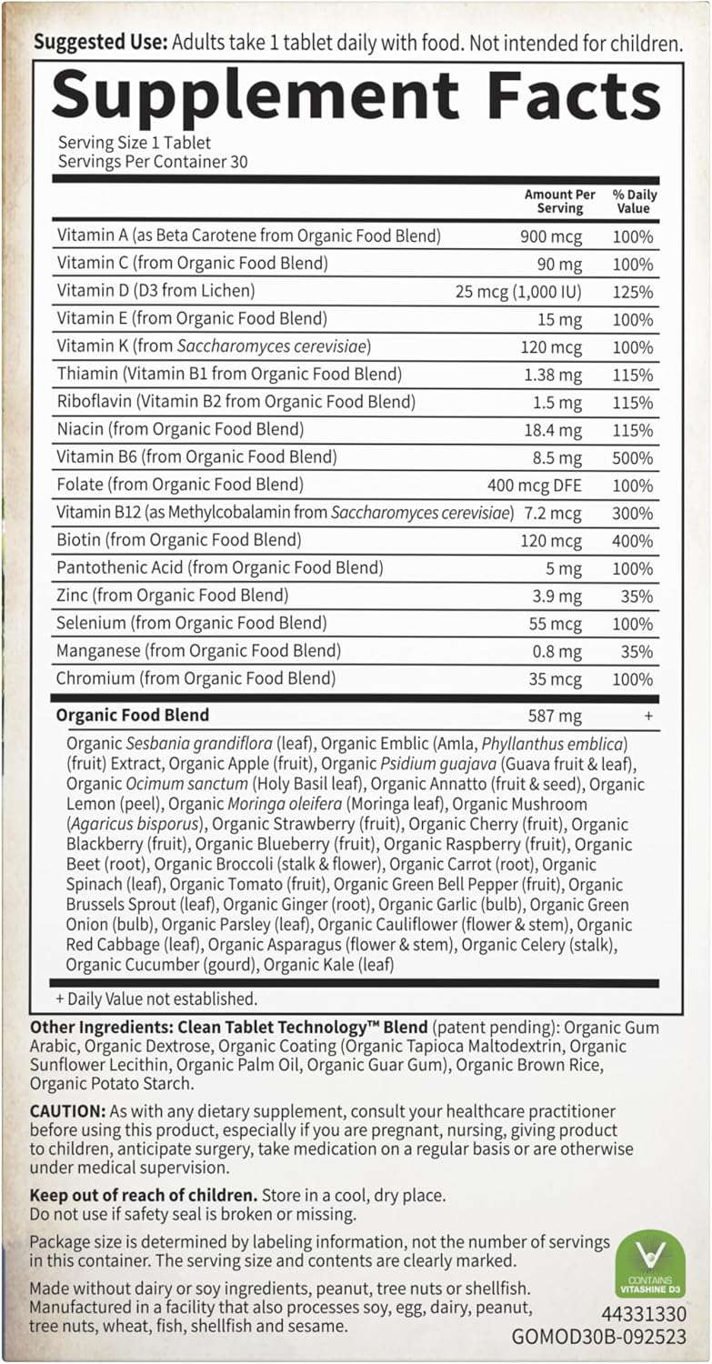 Garden of Life Mykind Organics Multivitamínico Orgánico para Hombres, Una Vez al Día - 30 Comprimidos