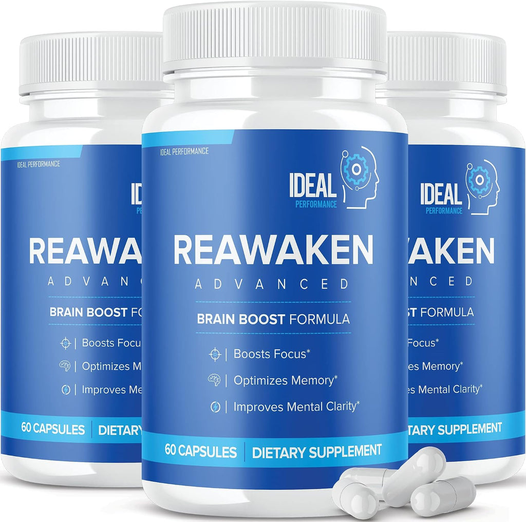 Reawaken Brain Boost Suplemento para la Memoria - Fórmula Avanzada (3 Paquetes - 180 Cápsulas)