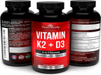 Divine Bounty Vitamina K2 (MK7 y MK4) con D3 - 90 Cápsulas Vegetarianas