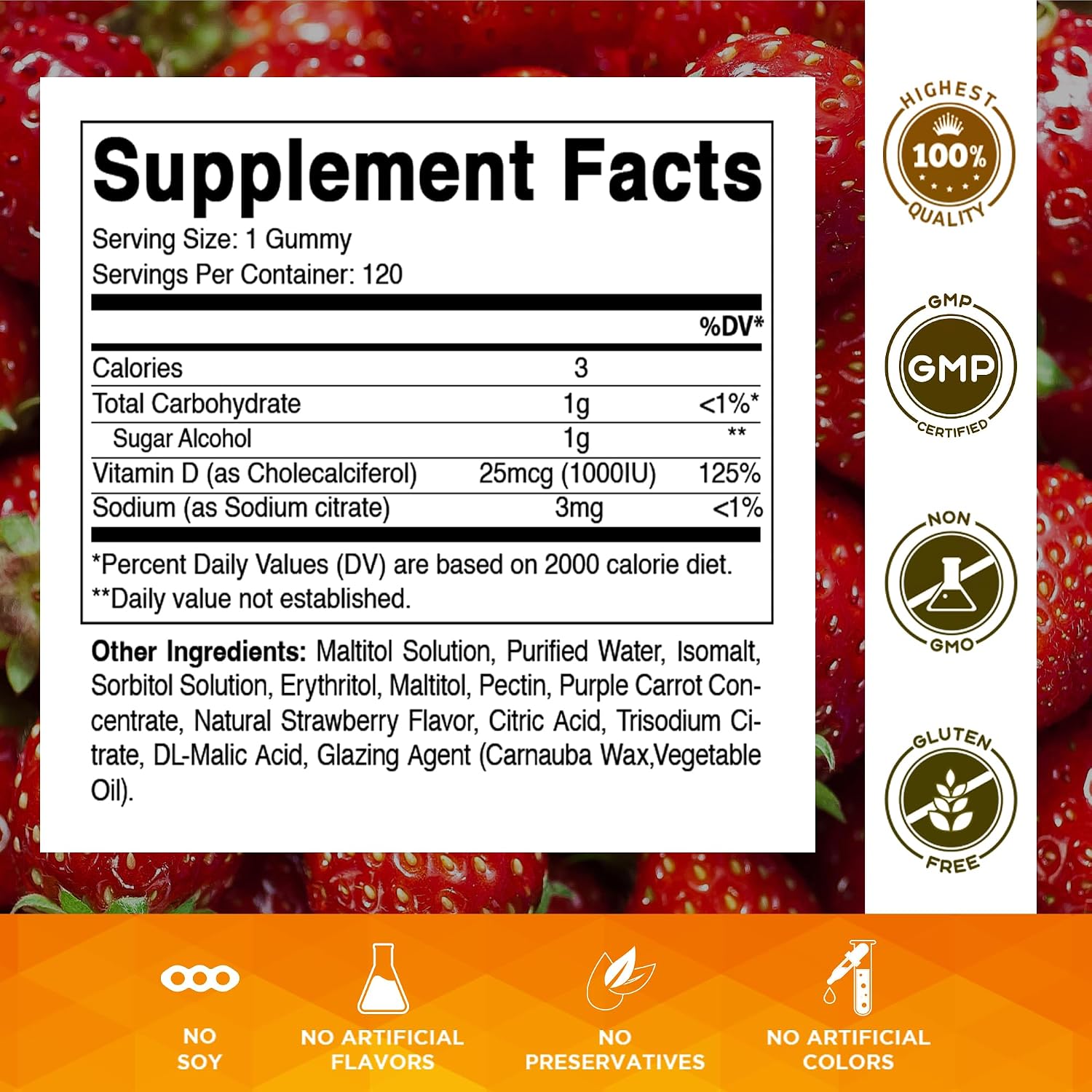 Vitamatic Vitamina D3 1000 UI Gominolas Sin Azúcar (120 Gominolas)