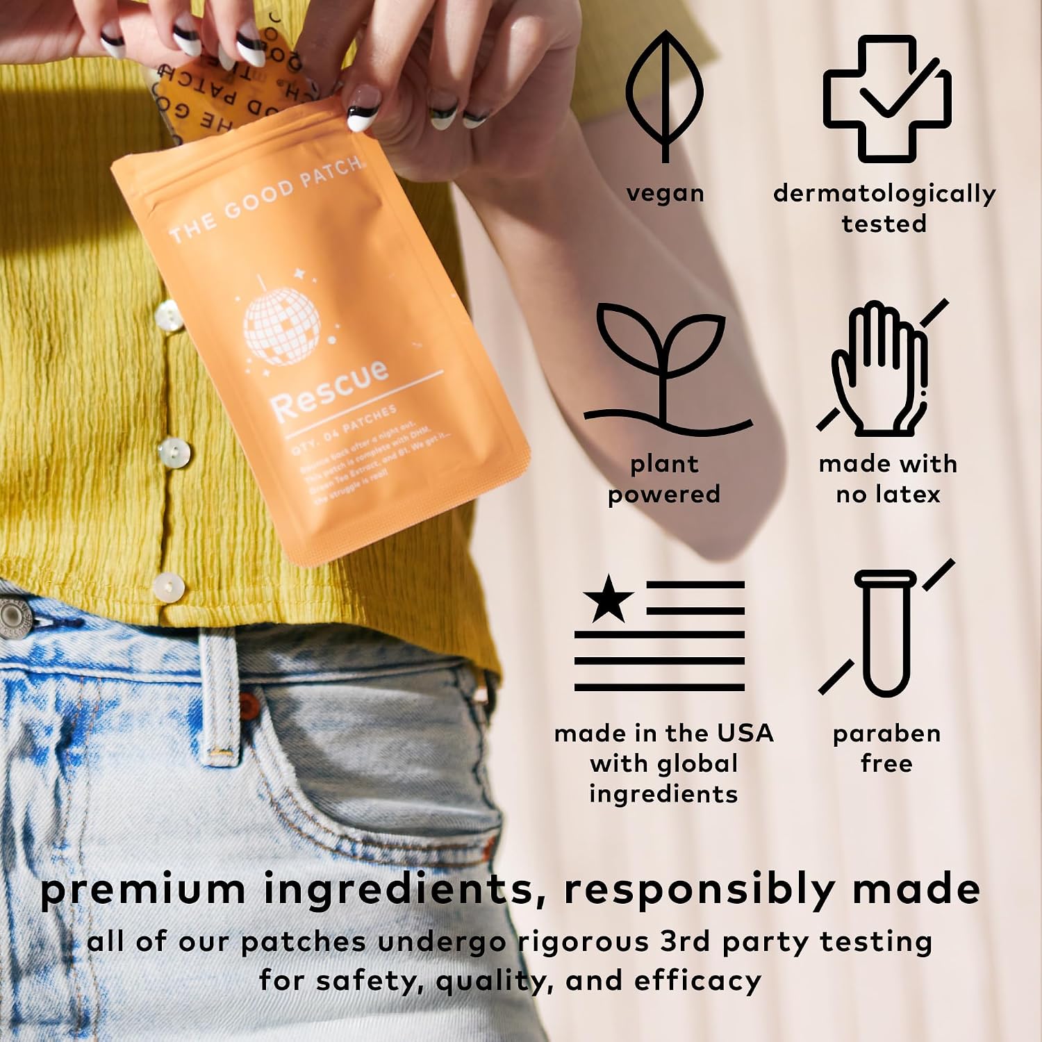 The Good Patch Rescue Recovery Patch - Parche Recuperador con DHM, Vitamina B1 y Té Verde (16 Parches)