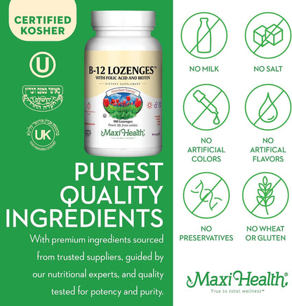 Maxi Health Vitamina B12 con Ácido Fólico y – Veganos y vegetarianos: La vitamina B12 se encuentra principalmente – Image 6
