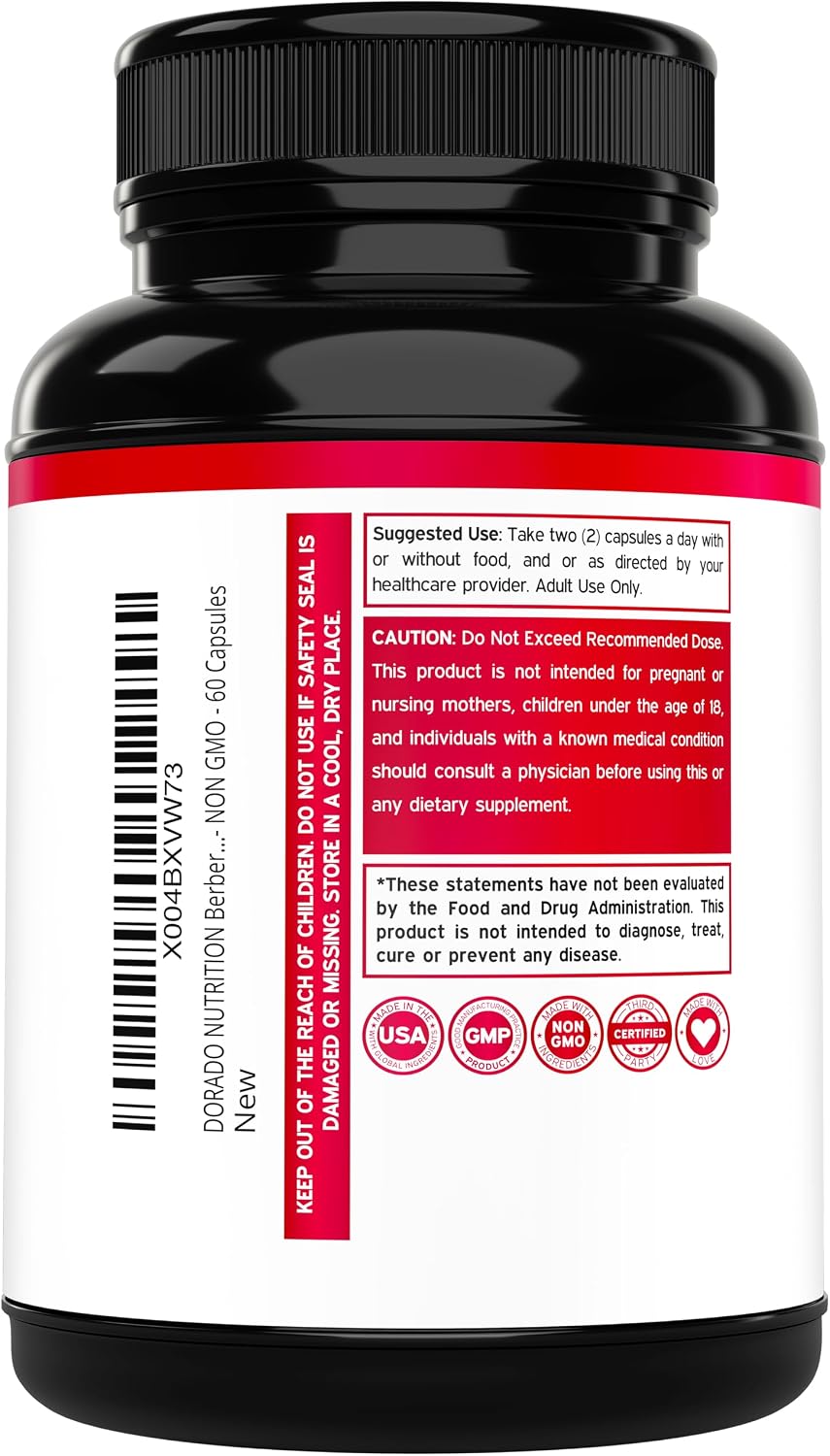 Suplemento de Berberina 500mg por Dosis (60 Cápsulas) - Berberina HCL para la Salud Digestiva