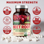 N1N Premium Organic Beet Root Capsules 1300mg 120 cápsulas vegetales