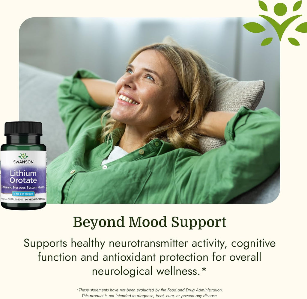 Swanson Lithium Orotate 5 mg (60 Cápsulas Veganas)