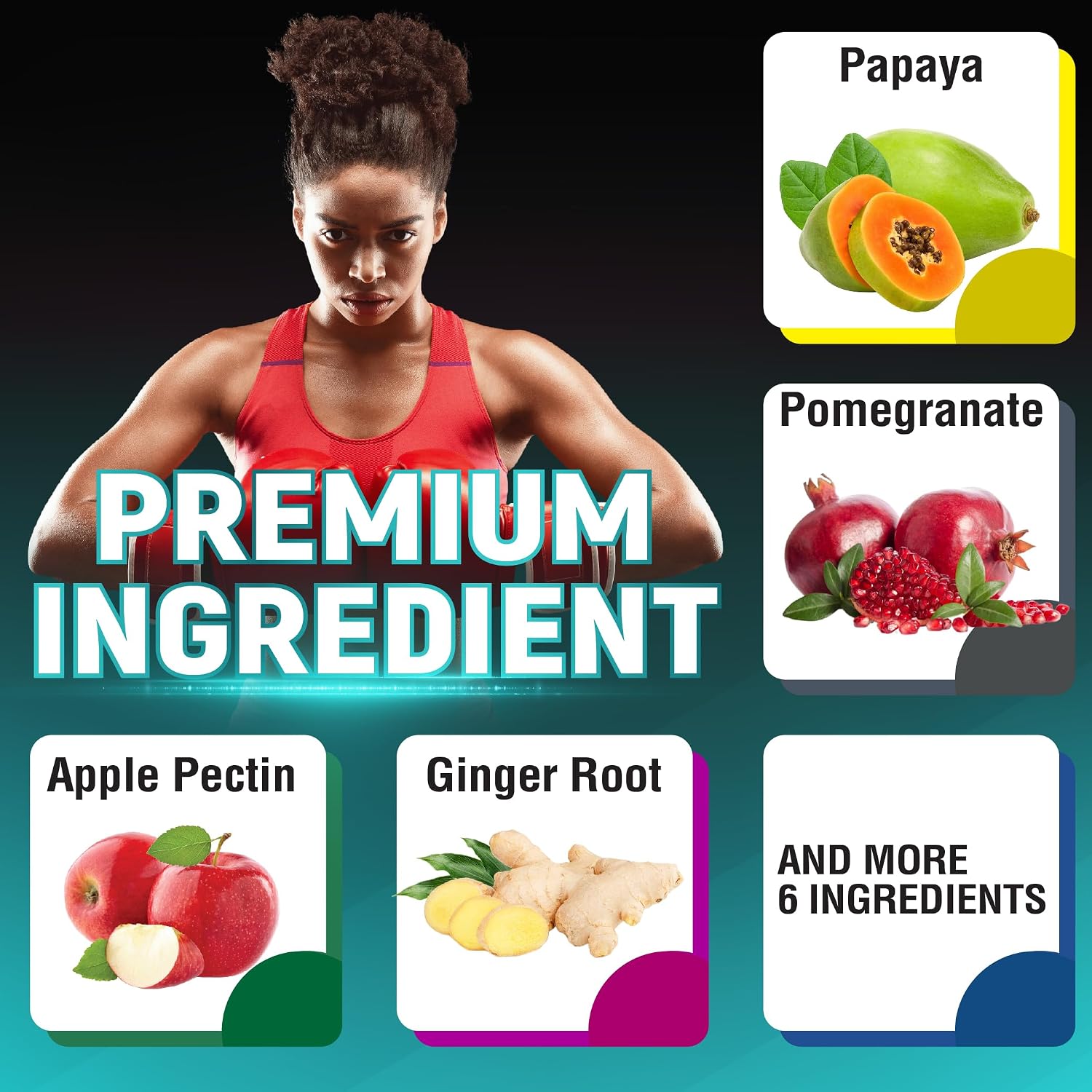 Papaya Capsules with Papaya, Pomegranate, Apple Pectin and More - 150 Capsules for 5 Months Supply