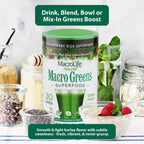 Macro Greens Superfood Powder – 38 Superalimentos con Probióticos, Enzimas y Adaptógenos | 18B UFC | 283 g (30 dosis)