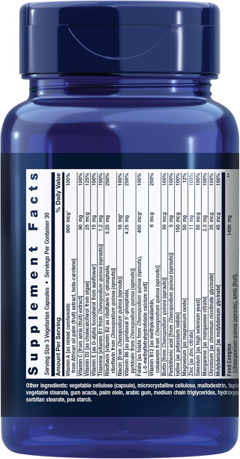 Life Extension Whole Food Multivitamin - Multivitamínico de alimentos integrales con vitaminas vegetales, 90 cápsulas