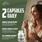Alex Jones Ultimate Seamoss Capsules – Suplemento Vegano de Algas Marinas con Bladderwrack y Raíz de Bardana – Apoyo Inmunológico, Energía – 60 Cápsulas